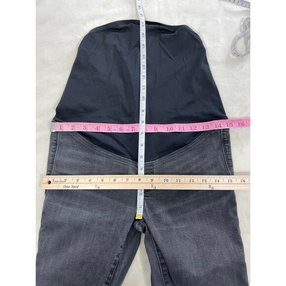 Madewell Maternity Over-the-Belly Skinny Leg Denim Jeans Black Sea Distressed 25 - Picture 9 of 10